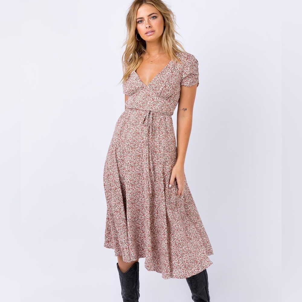 Princess Polly Falleni Midi Dress Red and White | Princess Polly Dress